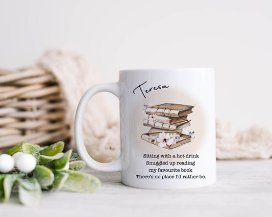 Snuggled Up With A Book, Book Mug, Gift For Librarian, Gift for Book lover, Personalised Mug, Gift For Friend