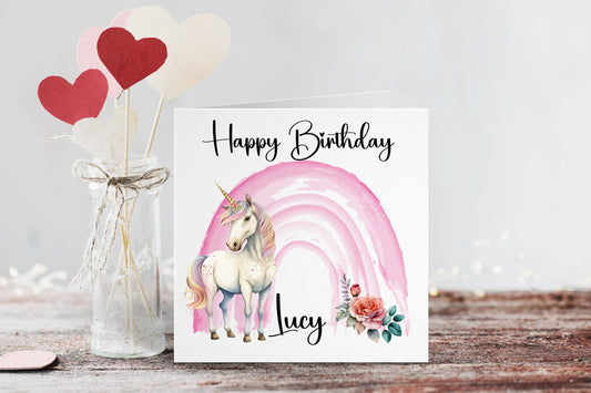 Unicorn Birthday Card, Personalised Unicorn Birthday Card, Magical Unicorn Card