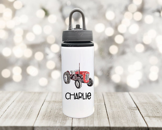 Tractor Water Bottle, Personalised Water Bottle, Water Bottle With Straw, Personalized Gift For Her, Tractor Drinks Bottle For Kids