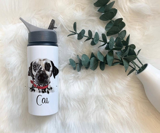 Dalmatian Water Bottle, Personalised Water Bottle, Water Bottle With Straw, Personalized Gift For Her, Dog Water Bottle