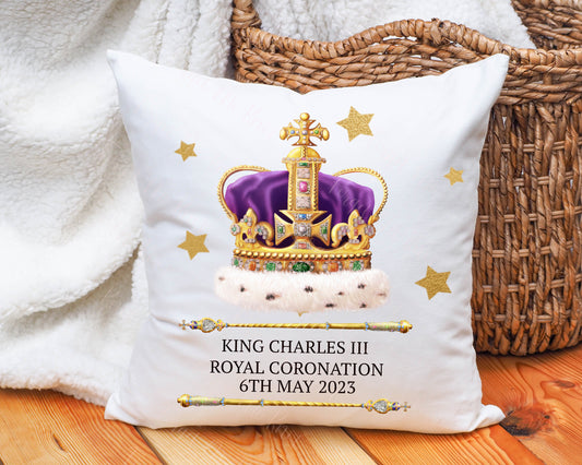 King Charles III Cushion, Coronation Day Souvenir, King Charles, Crown Jewels Cushion