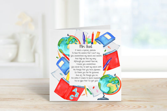 Special Needs Teacher Card, Thank You Teacher Card, SEN Teacher Card, Teacher Gift, Personalised Teacher Card