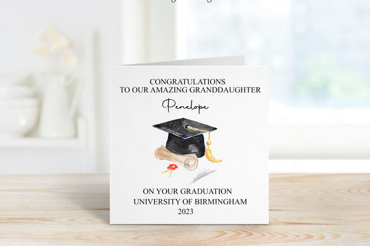 Granddaughter Graduation Card, Personalised Graduation Card For Her, Graduation Card For Granddaughter, Cap And Scroll Graduation Card