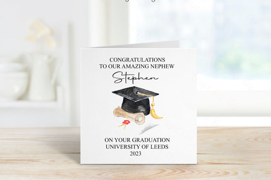 Nephew Graduation Card, Personalised Graduation Card For Him, Graduation Card For Nephew,  Cap And Scroll Graduation Card