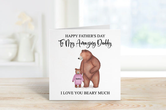 Daddy Bear Father's Day Card, Bear Father's Day Card, Personalised Father's Day Card