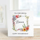 Personalised Sister Birthday Card, Floral Frame Birthday Card For Her, Any Age Card 30, 40, 50, 60, 70, 80, 90