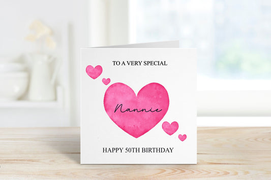 Personalised Nannie Birthday Card, Personalised Birthday Card For Her, Any Age Birthday Card, 18, 21, 30, 40