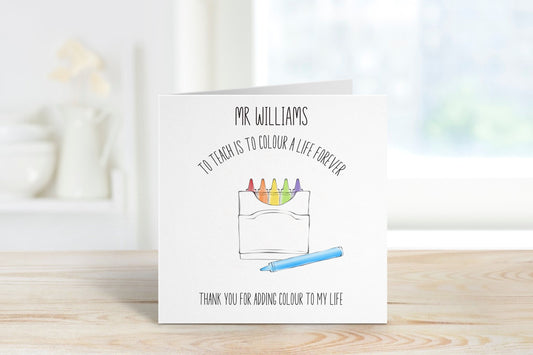 Teacher Card, Thank You Teacher Card, Card For Teacher, Teacher Gift, Personalised Teacher Card