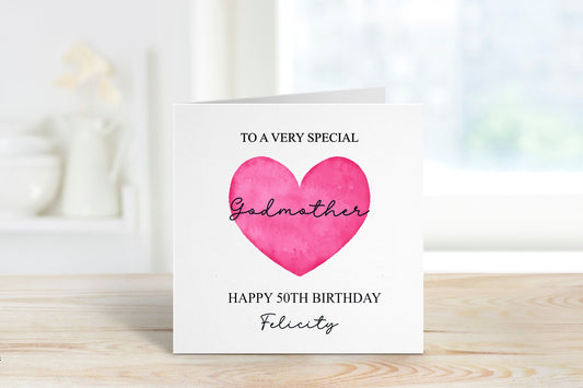 Personalised Godmother Birthday Card, Personalised Birthday Card For Her, Any Age Birthday Card, 18, 21, 30, 40