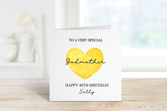 Personalised Godmother Birthday Card, Personalised Birthday Card For Her, Any Age Birthday Card, 18, 21, 30, 40