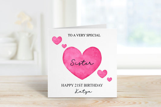 Personalised Sister Birthday Card, Personalised Birthday Card For Her, Any Age Birthday Card, 18, 21, 30, 40, Special Sister Card