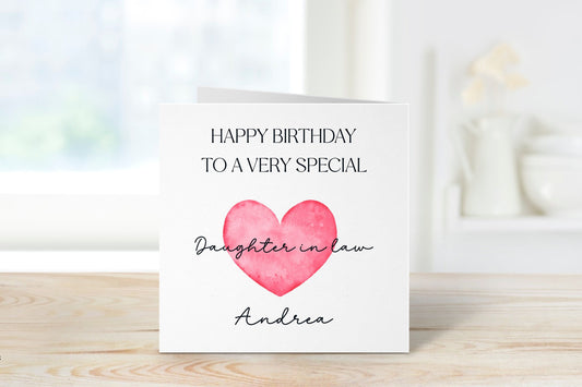Personalised Daughter In Law Birthday Card, Personalised Birthday Card For Her, Daughter In Law Birthday Card