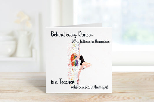 Dance Teacher Card, Thank You Teacher Card, Card For Dance Teacher, Teacher Gift, Personalised Teacher Card