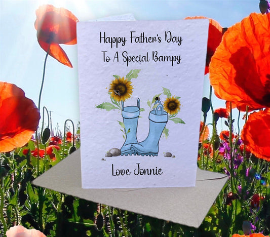 Personalised Father's Day Card, Plantable Seed Card Gift, Personalised Card For Grampy, Card For Bampy, Personalised Card For Bampi