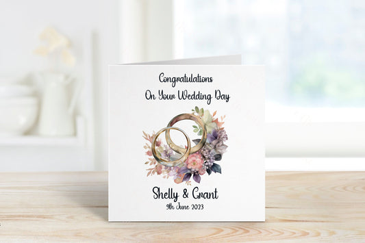 Personalised Wedding Card, Congratulations Wedding Day Card, Mr & Mrs Card, Just Married Card With Name And Date