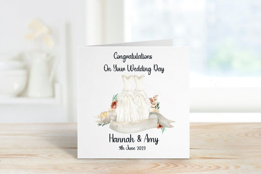 Personalised Wedding Card, Lesbian Wedding Card, Congratulations Wedding Day Card, Mrs & Mrs Card, Just Married Card With Name And Date
