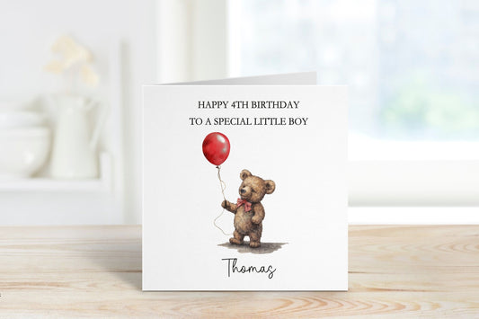 4th Birthday Card, Birthday Card For Boys, Any Age Card, 1st, 2nd, 3rd, 4th, 5th, 6th, Personalised Card, Special Little Boy Card