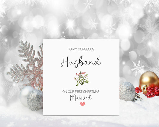 Husband Christmas Card, Christmas Card For Husband, 1st Xmas Married Card, Personalised Christmas Card, Christmas In July