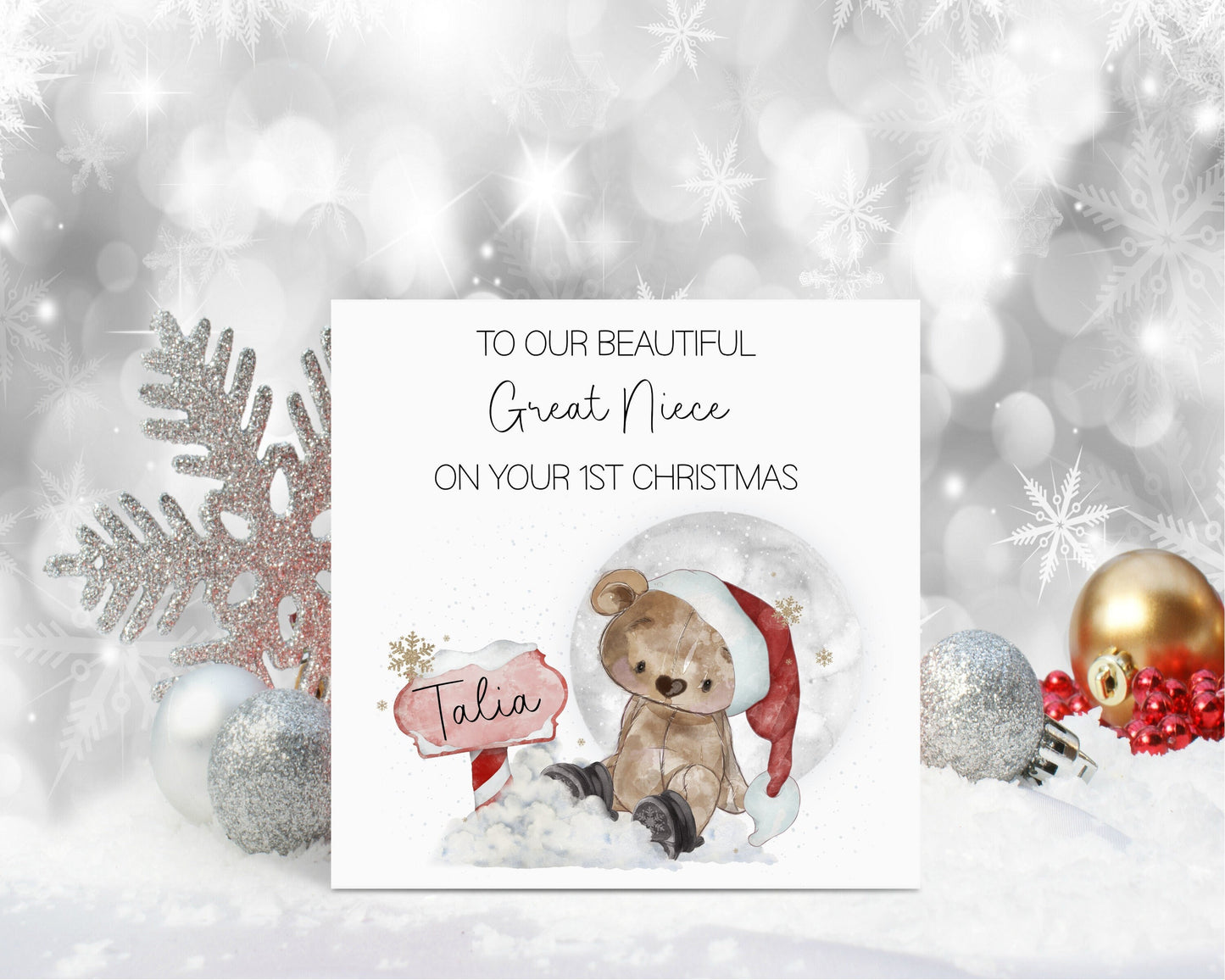 Great Niece 1st Christmas Card, Christmas Card For Great Niece, Baby's 1st Xmas Card, Personalised Christmas Card, Christmas In July