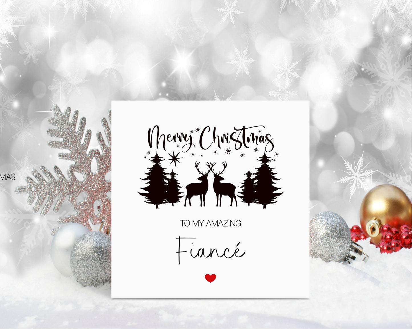Fiancee Christmas Card, Christmas Card For Fiancee, Personalised Christmas Card, Christmas In July