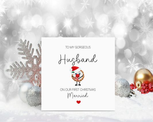 Husband Christmas Card, Christmas Card For Husband, 1st Xmas Married Card, Personalised Christmas Card, Christmas In July