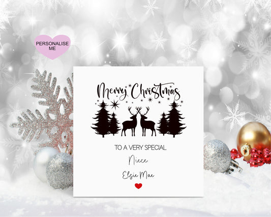 Niece Christmas Card, Christmas Card For Niece, Personalised Christmas Card, Christmas Scene