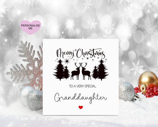 Granddaughter Christmas Card, Christmas Card For Granddaughter, Personalised Christmas Card, Christmas Scene