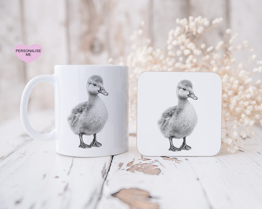 Baby Duck Mug, Farmyard Animal Gift, Farmyard Gift, Personalised Sketchy Animal Mug Gift, Duckling Mug Gift