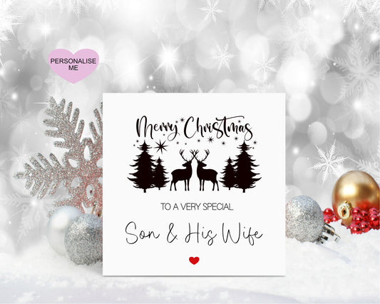 Son & His Wife Christmas Card, Christmas Card For Son And Wife, Personalised Christmas Card, Christmas In July