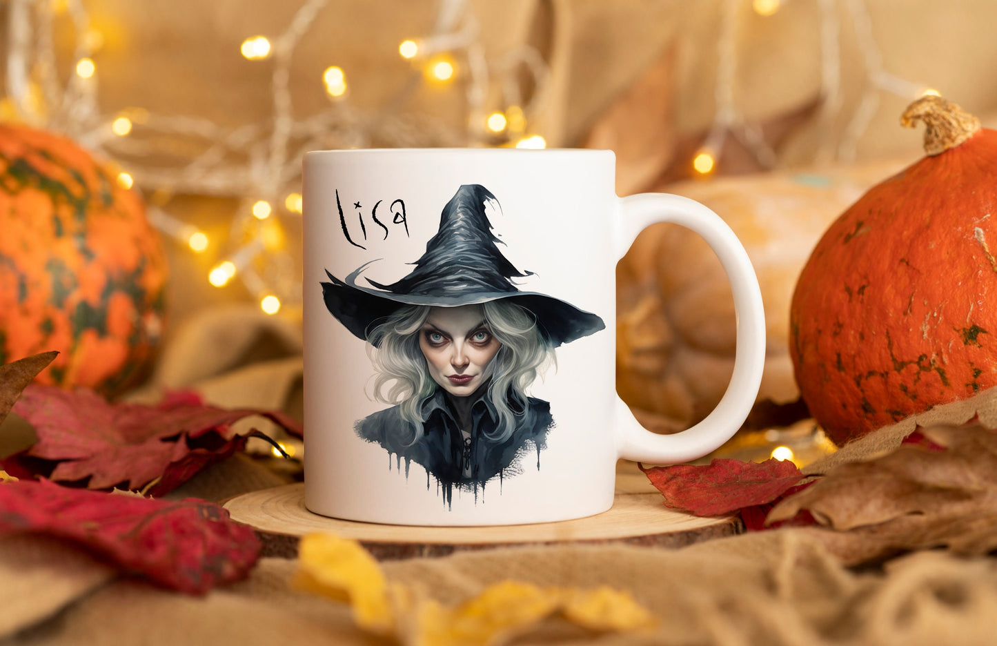 Personalised Vintage Halloween Mug, Halloween Mug, Autumn Mug, Personalised Halloween Mug, Vintage Halloween Grim Reaper Mug