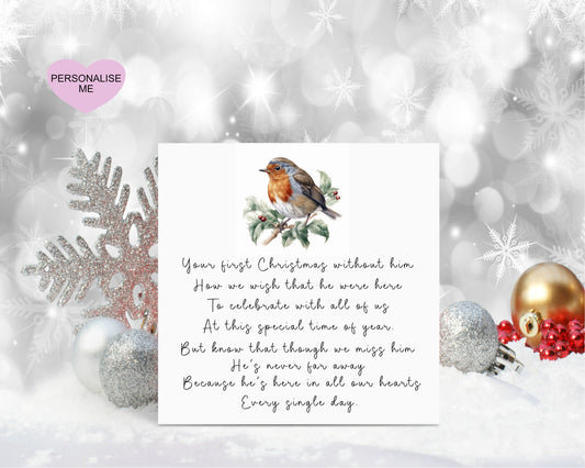 Lost Loved One Christmas Card, 1st Christmas Without Them, Christmas Poem For Someone Who Has Lost A Loved One, robin Xmas Card