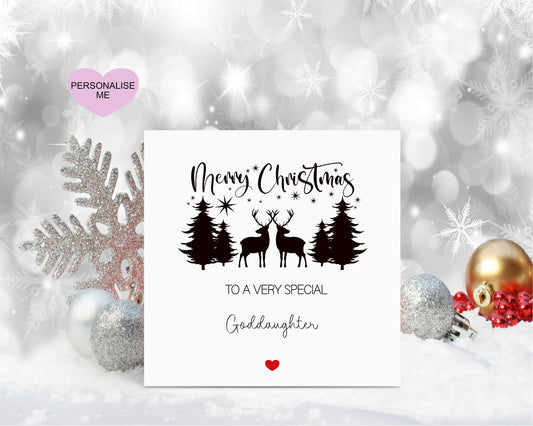 Goddaughter Christmas Card, Christmas Card For Goddaughter, Personalised Christmas Card, Christmas Scene