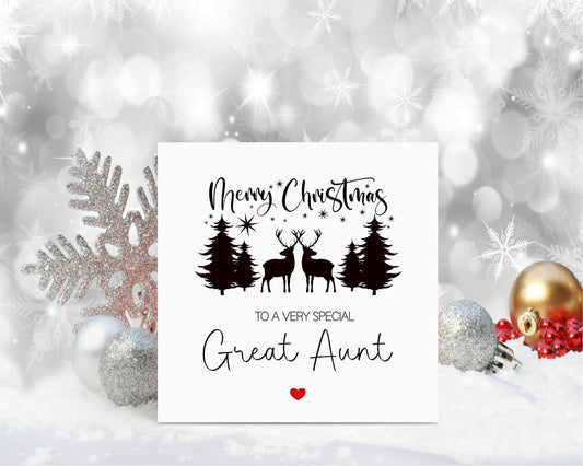 Great Aunt Christmas Card, Christmas Card For Great Aunt, Personalised Christmas Card, Christmas Scene