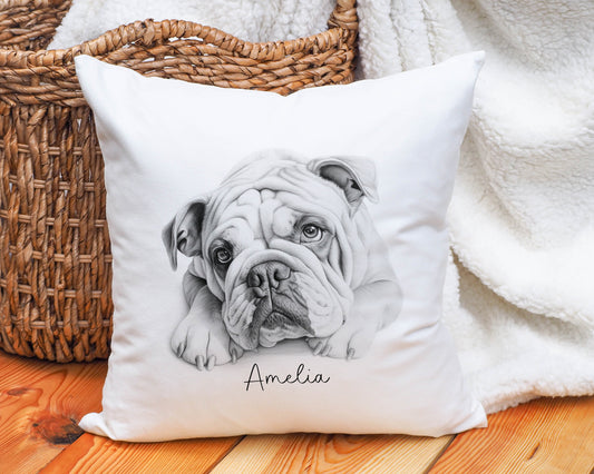 Bulldog Cushion, Personalised Bulldog Cushion Gift, Cushion For Bulldog Lovers, Xmas Gift
