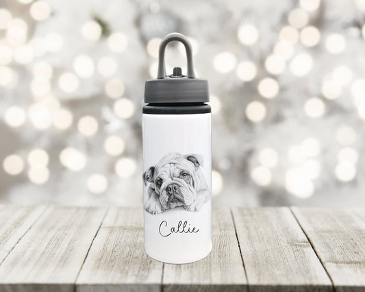 Personalised Water Bottle, Bulldog Gifts, Water Bottle, Drinks Bottle, Drinks Bottle For Bulldog Owners