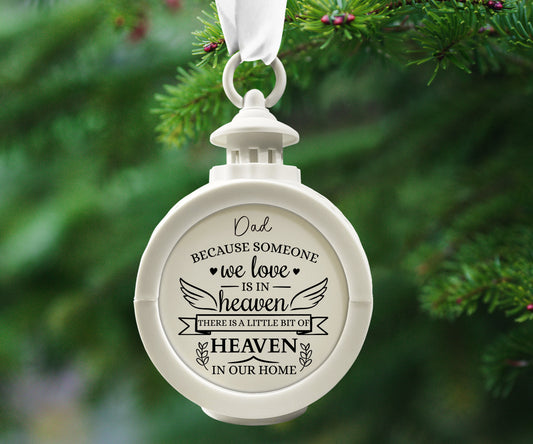 Lost Loved One Christmas Bauble, Because Someone We Love Is In Heaven Bauble, Lost Loved Christmas Tree Decoration, Light Up Xmas Lantern