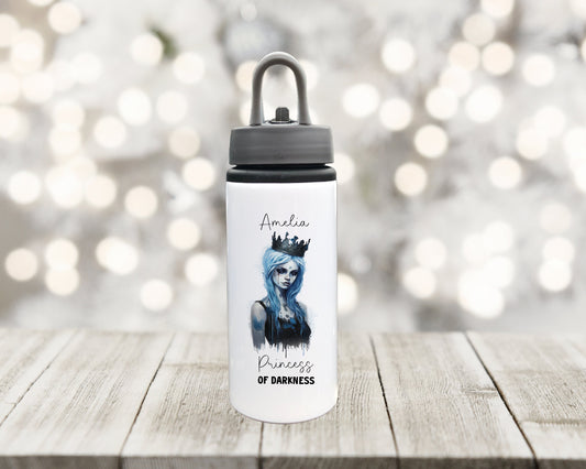 Personalised Water Bottle, Princess Of Darkness, Water Bottle, Drinks Bottle, Drinks Bottle For Goth Girl