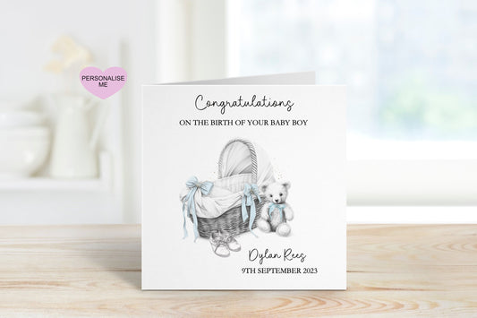 New Baby Son Card, Welcome To The World, Baby Boy Card, Congratulations New Baby Boy Card