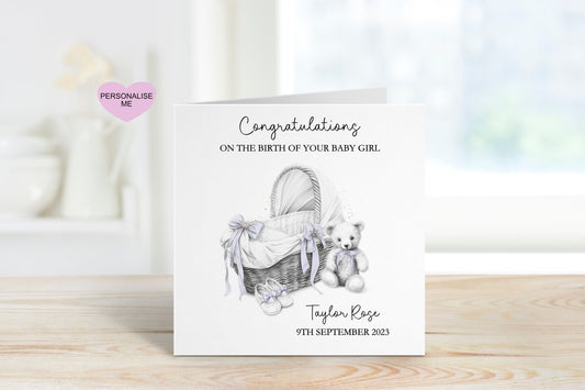 New Baby Girl Card, Welcome To The World, Baby Girl Card, Congratulations New Baby Card, New Daughter Card